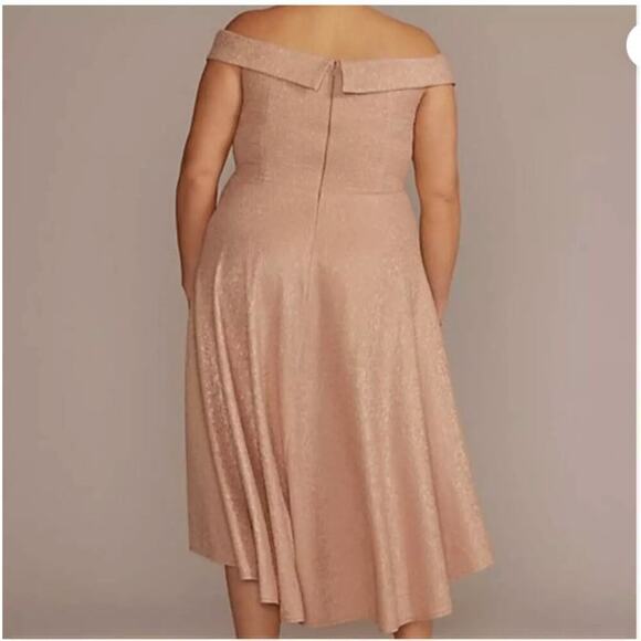 Oleg Cassini Womens Off The Shoulder Metallic Hi-Lo Dress Rosego Size 12 NWT - Picture 7 of 14